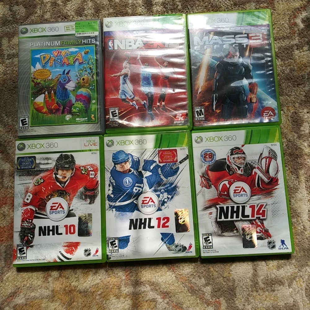 Lot 7 Viva Pinata Microsoft Xbox 360 NBA 2K13 Mass Effect 3 NHL 10 NHL 12 NHL 14